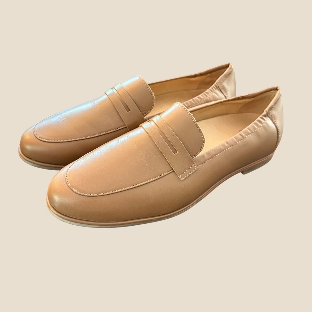 ABEO Strada Loafer Womens 9.5 Tan Leather Penny Slip On Comfort Preppy Office